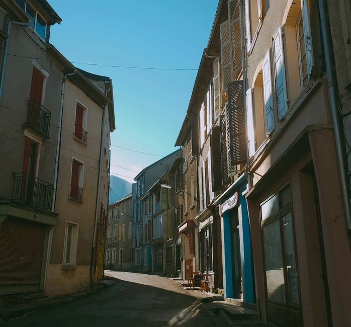 quiet village street morning