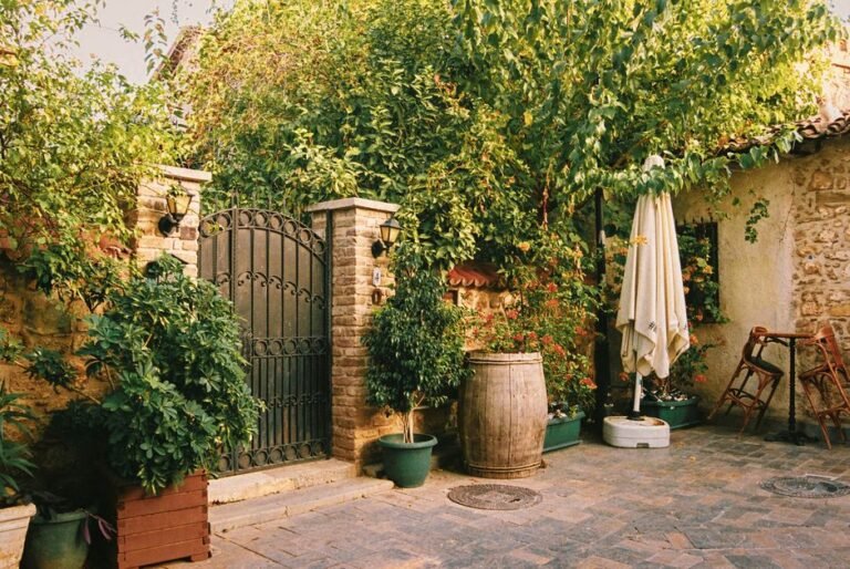 narrow courtyard gate