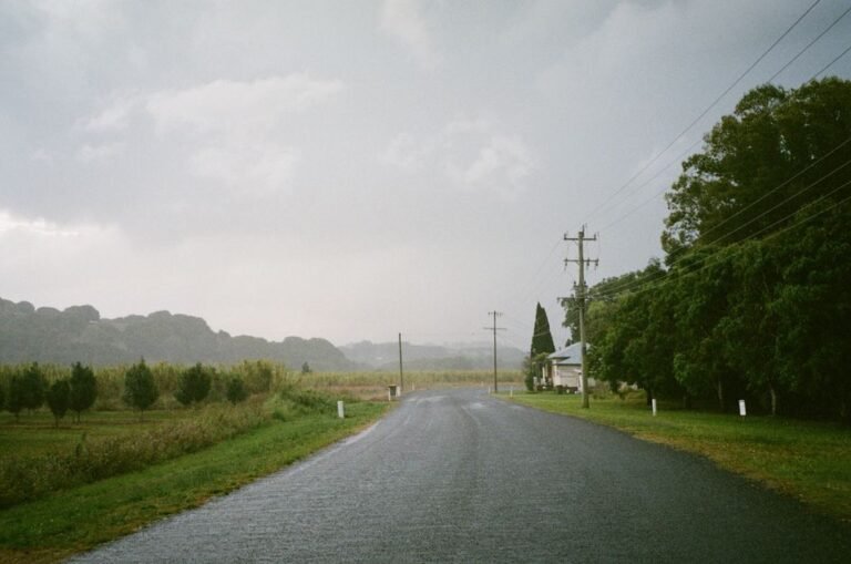 rainy country crossroads